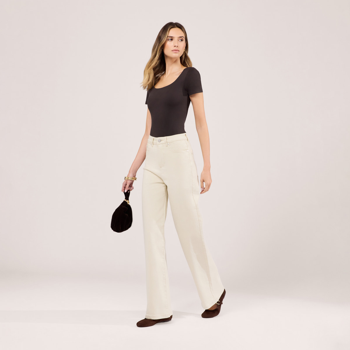 Jean large évasé stretch - Écru