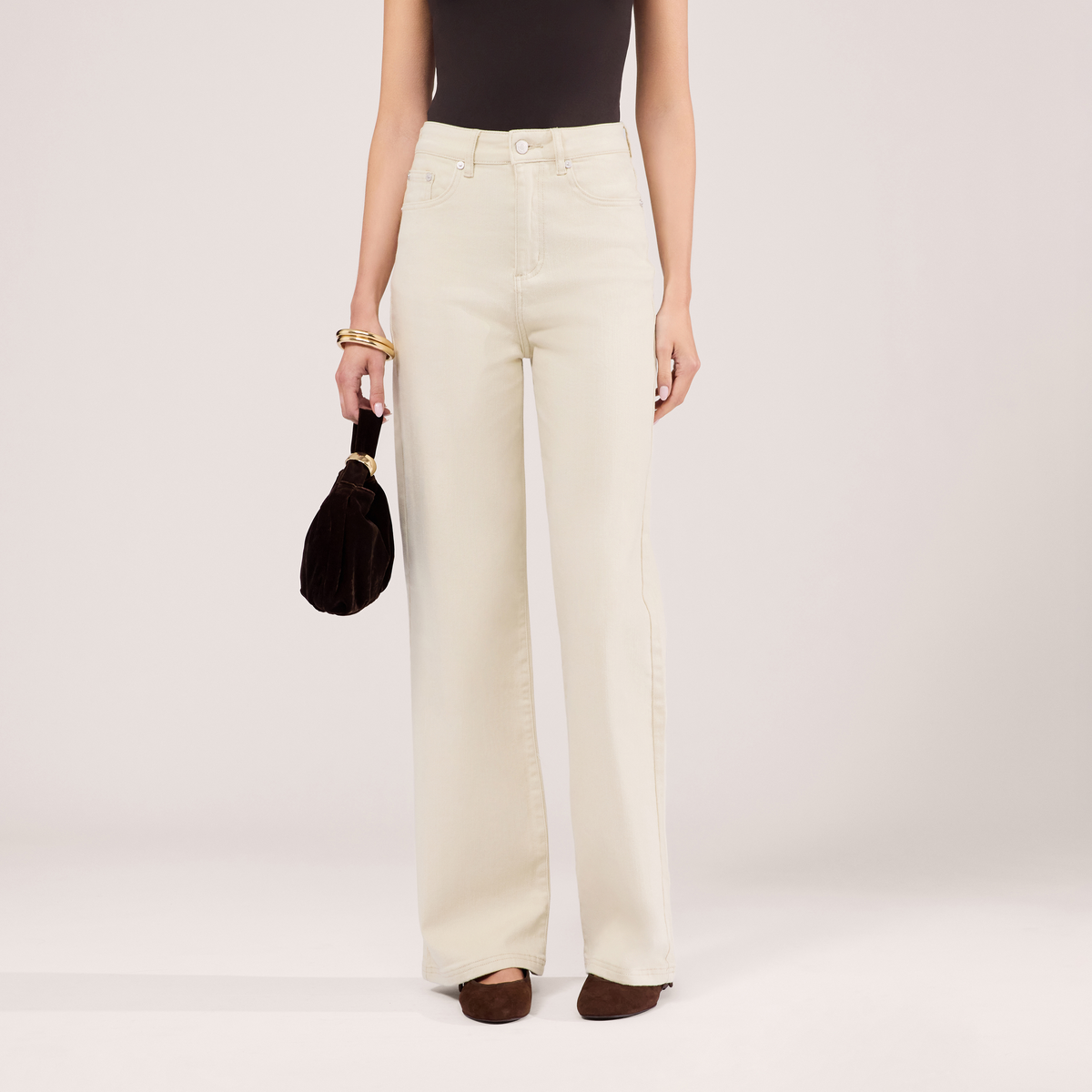 Jean large évasé stretch - Écru