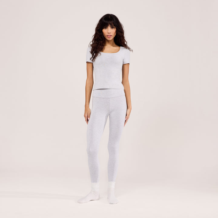 Legging taille haute léger au quotidien - Gris chiné clair
