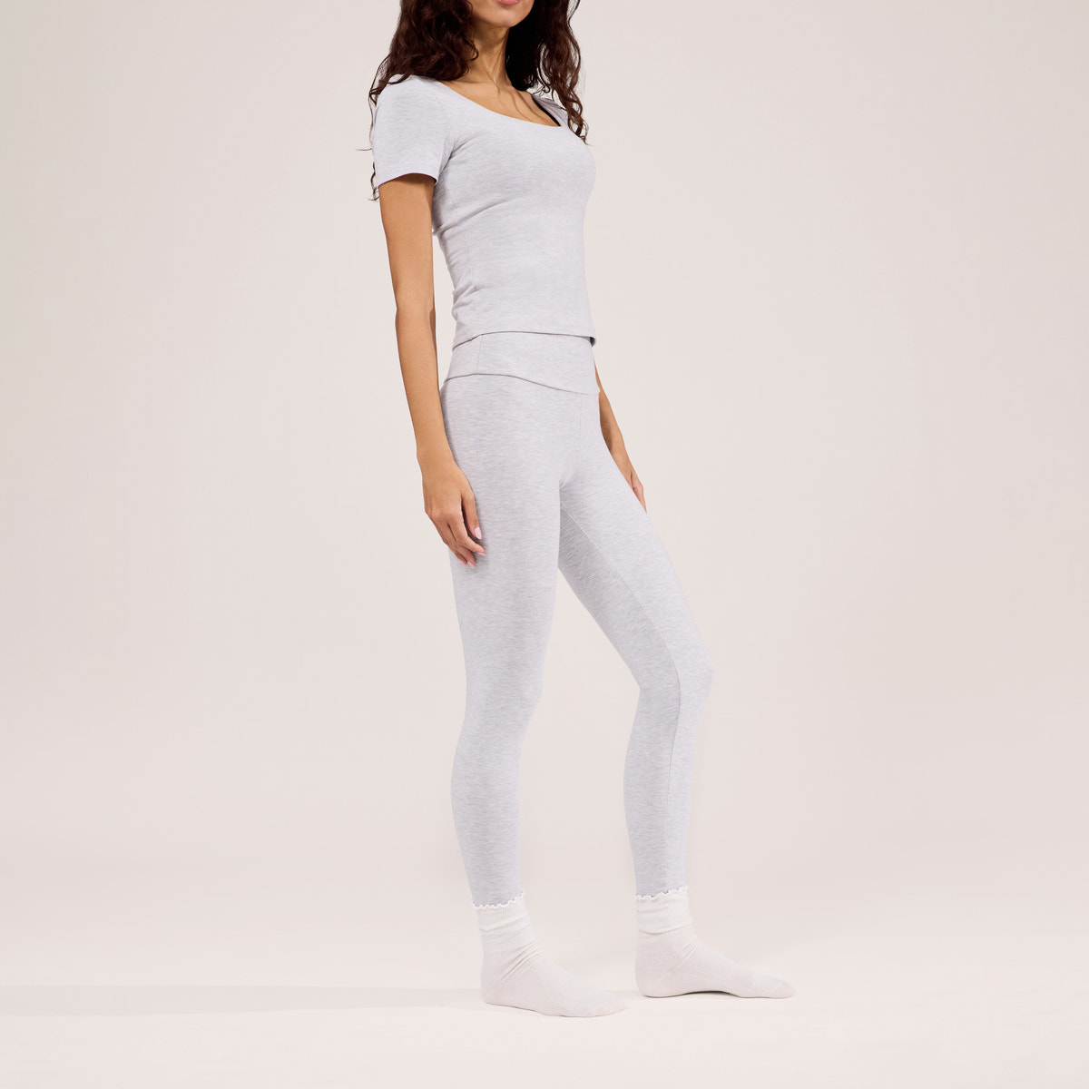 Legging taille haute léger au quotidien - Gris chiné clair