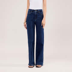 Jean ample taille haute extensible - Bleu foncé