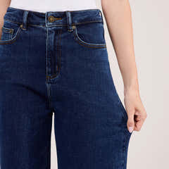 Jean ample taille haute extensible - Bleu foncé