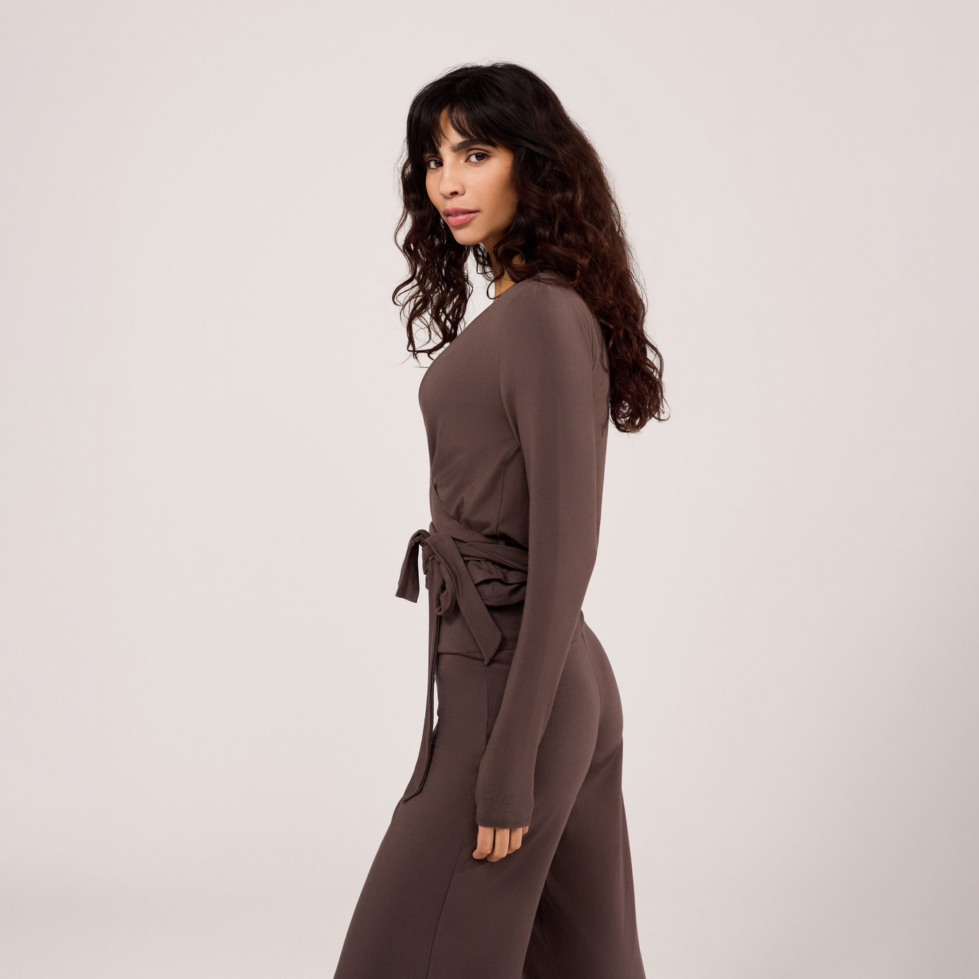Lightweight Wide Leg Trousers - Espresso Brown