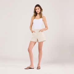 Short en jean stretch - Écru