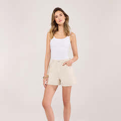 Short en jean stretch - Écru