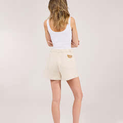 Short en jean stretch - Écru