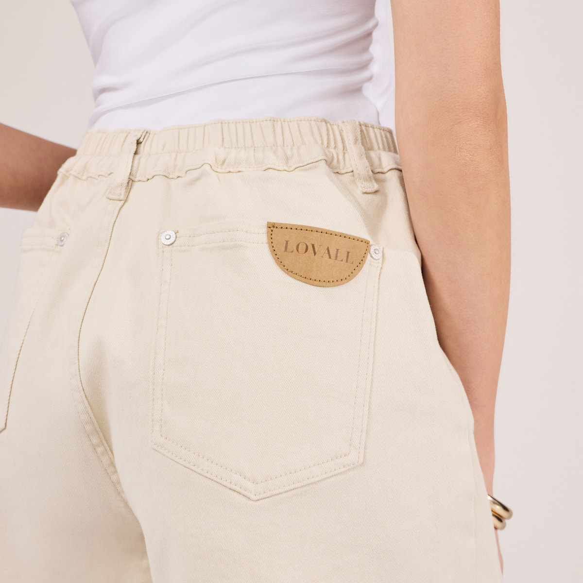 Short en jean stretch - Écru