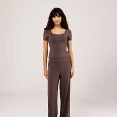 Pantalon large léger - Marron expresso