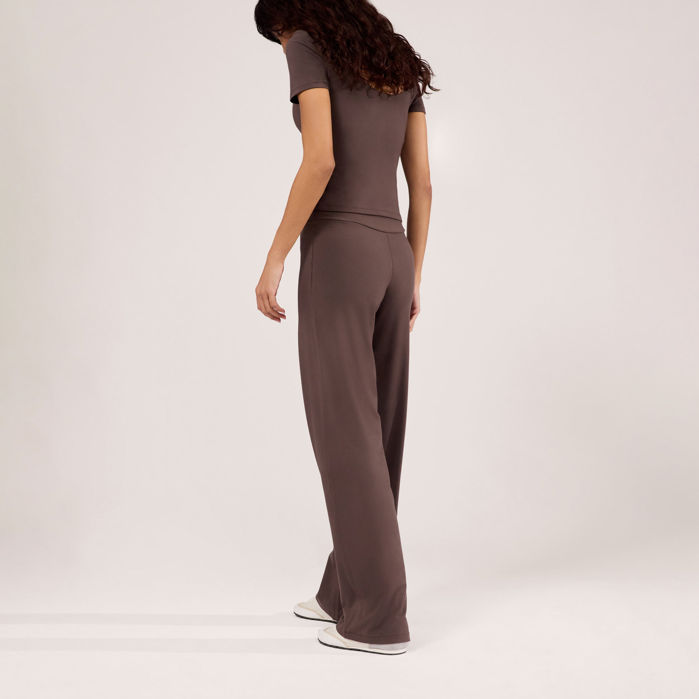 Lightweight Wide Leg Trousers - Espresso Brown