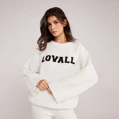 Pull oversize en tricot universitaire - Blanc cassé