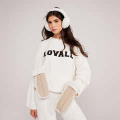 Pull oversize en tricot universitaire - Blanc cassé