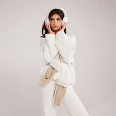 Pull oversize en tricot universitaire - Blanc cassé
