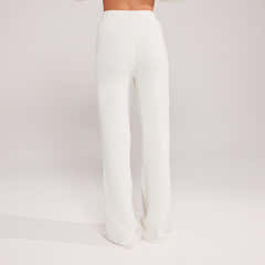 Pantalon large en maille brossée - Gris