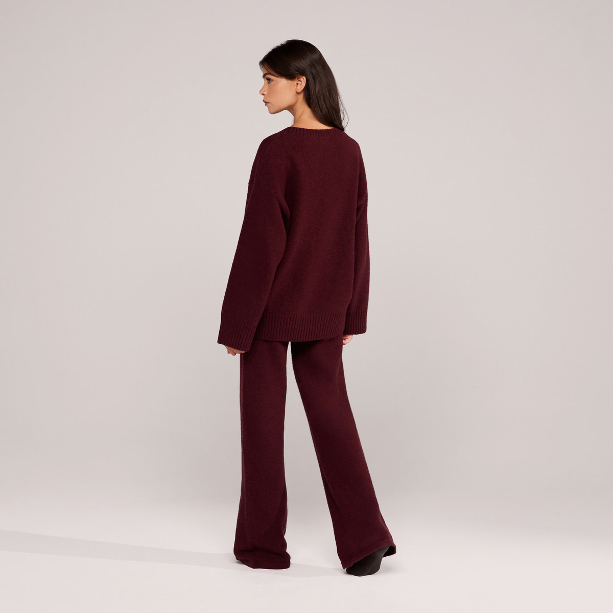 Pull oversize en maille Lovall - Bordeaux