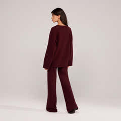Pantalon large en maille brossée - Gris