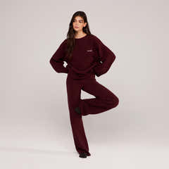 Pull oversize en maille Lovall - Bordeaux