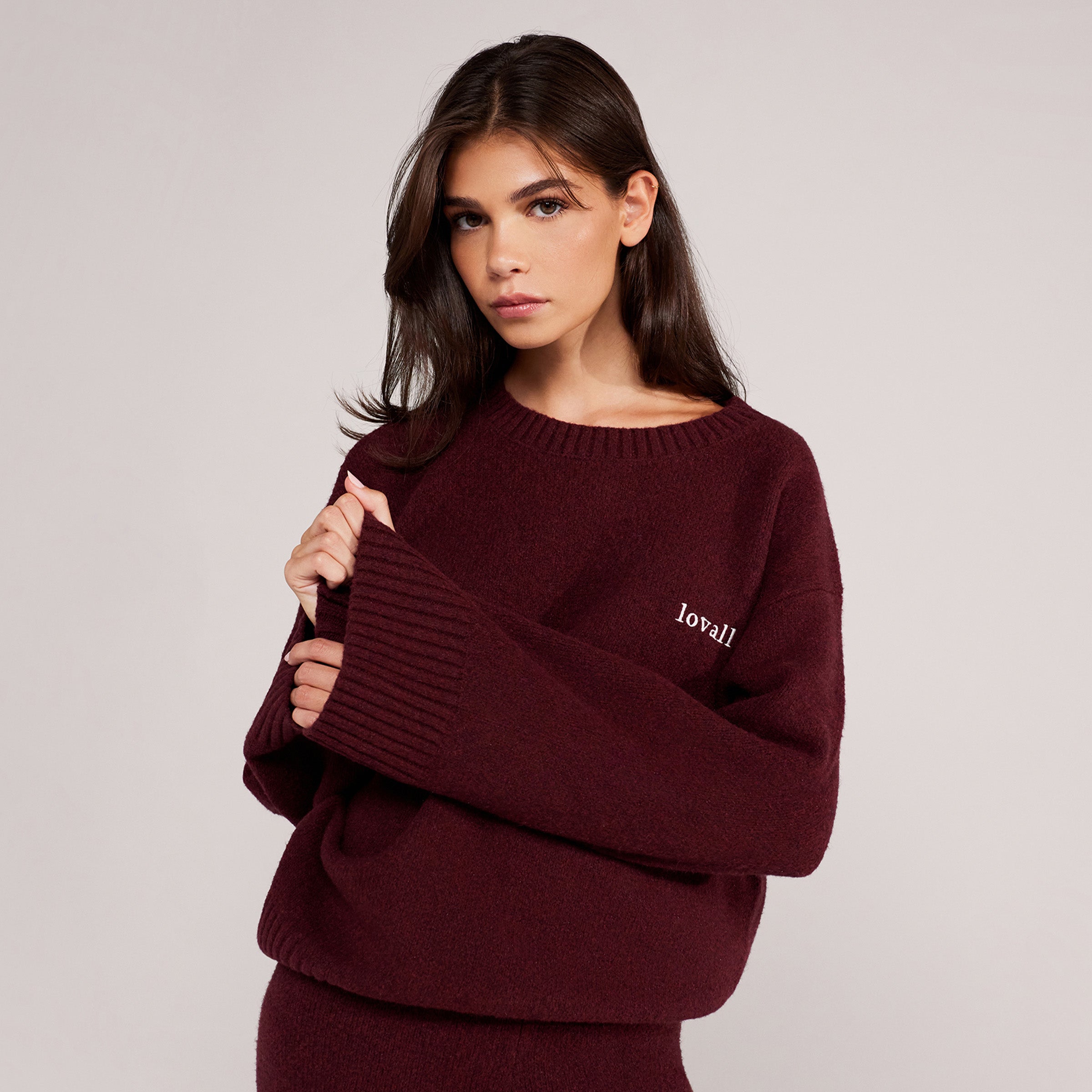 Pull oversize en maille Lovall - Bordeaux