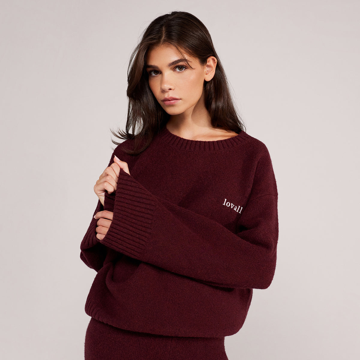 Pull oversize en maille Lovall - Bordeaux