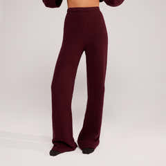 Pantalon large en maille brossée - Gris