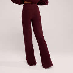 Pantalon large en maille brossée - Gris