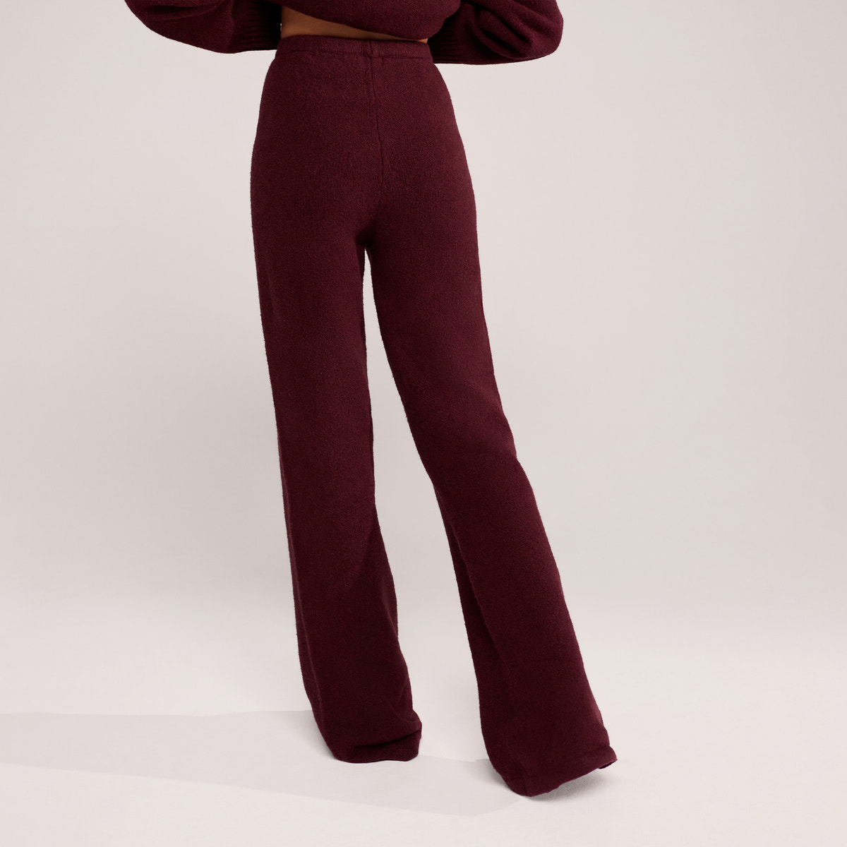 Pantalon large en maille brossée - Gris