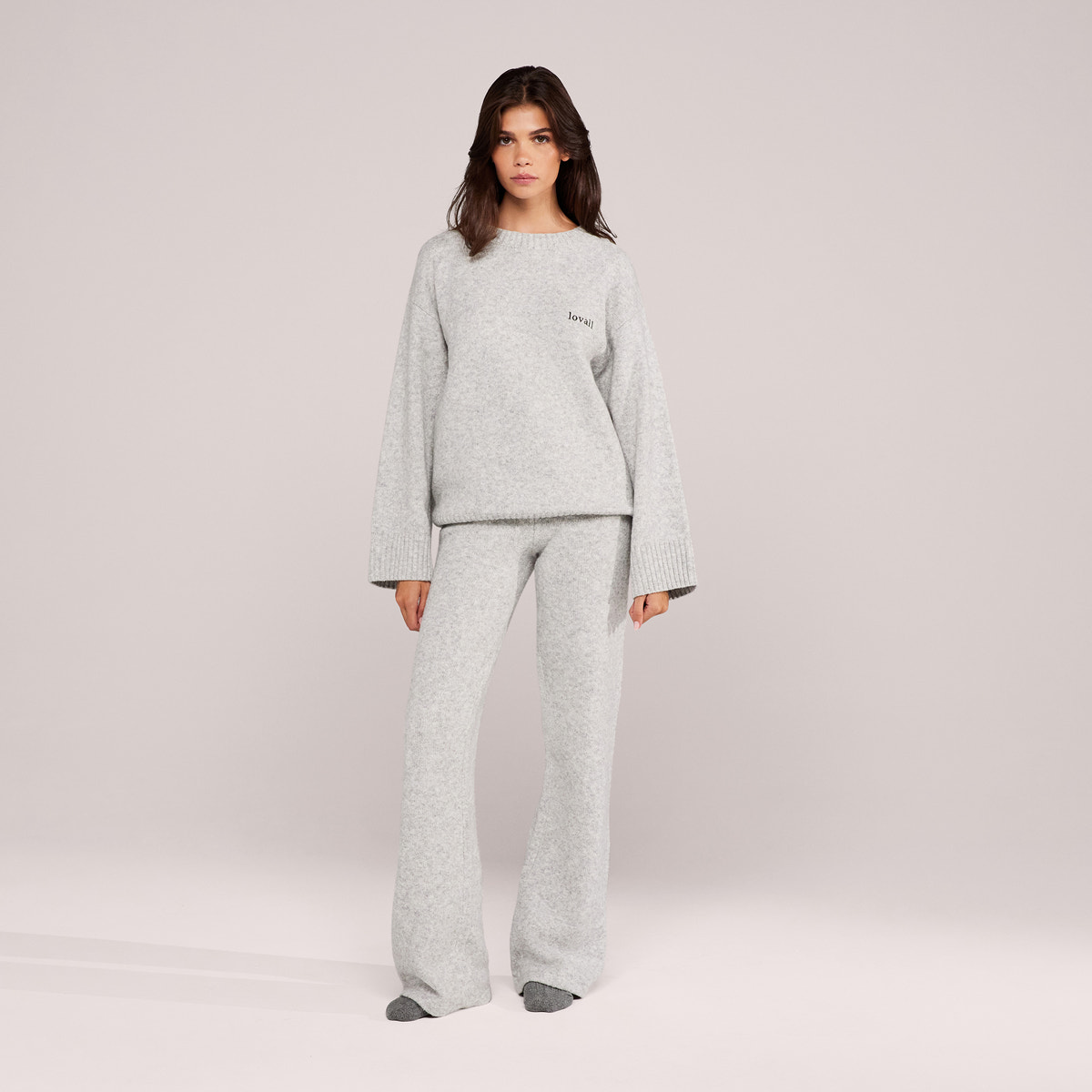 Pull ample en maille Lovall - Gris clair