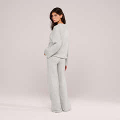 Pantalon large en maille brossée - Gris