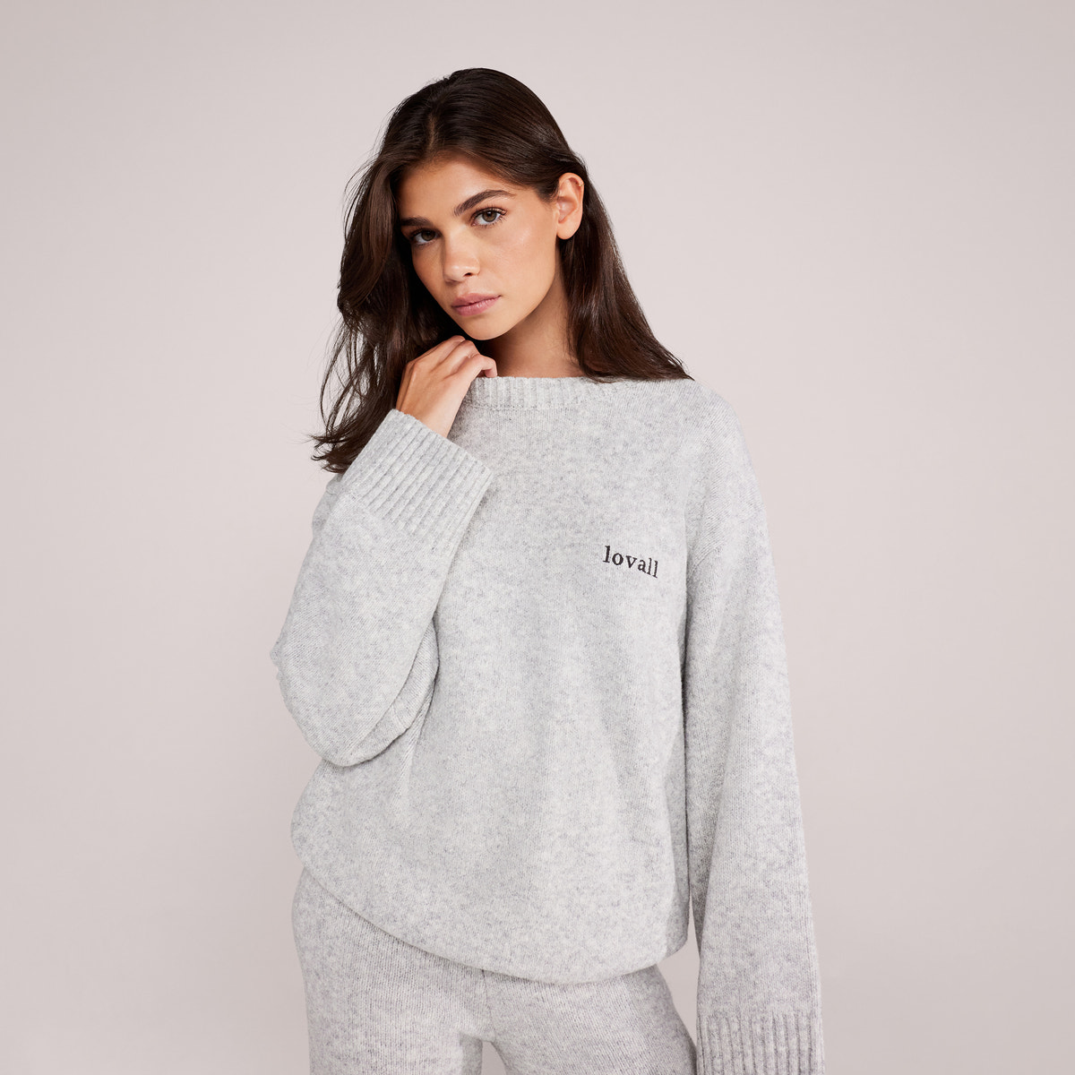 Pull ample en maille Lovall - Gris clair