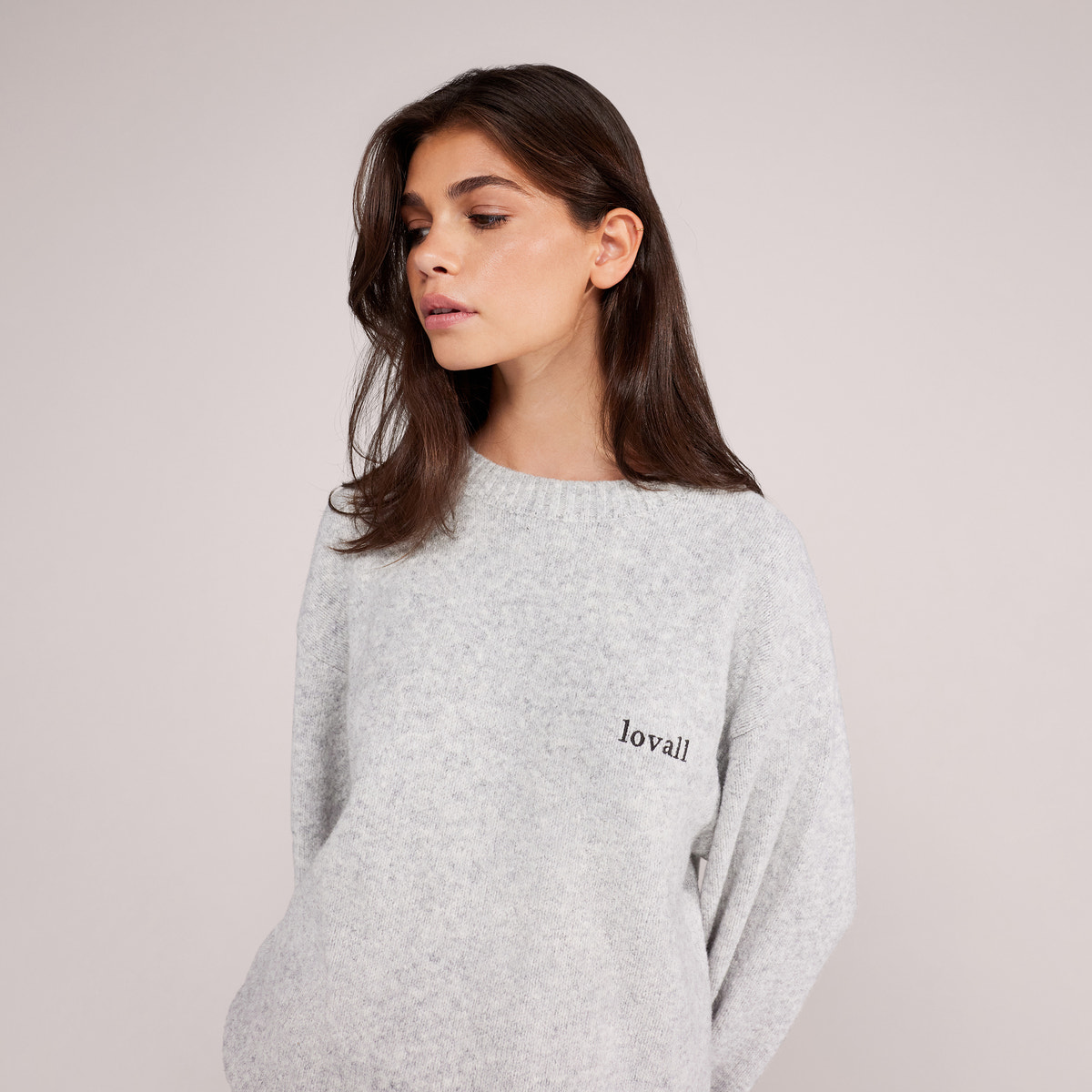 Pull ample en maille Lovall - Gris clair