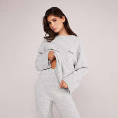 Pull ample en maille Lovall - Gris clair