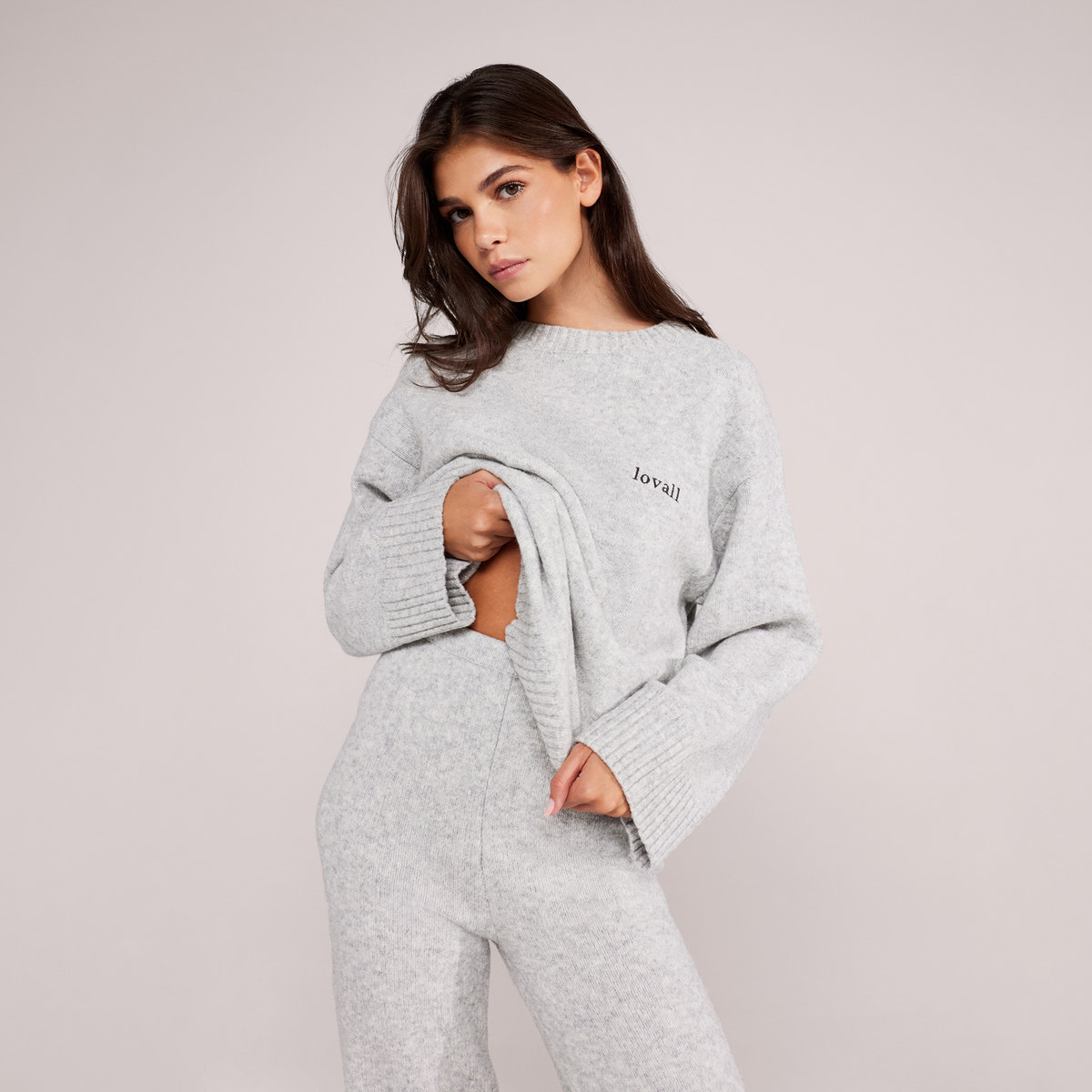 Pull ample en maille Lovall - Gris clair