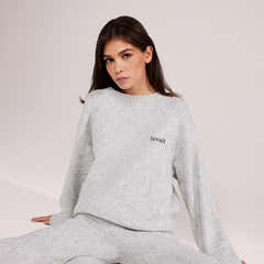 Pull ample en maille Lovall - Gris clair