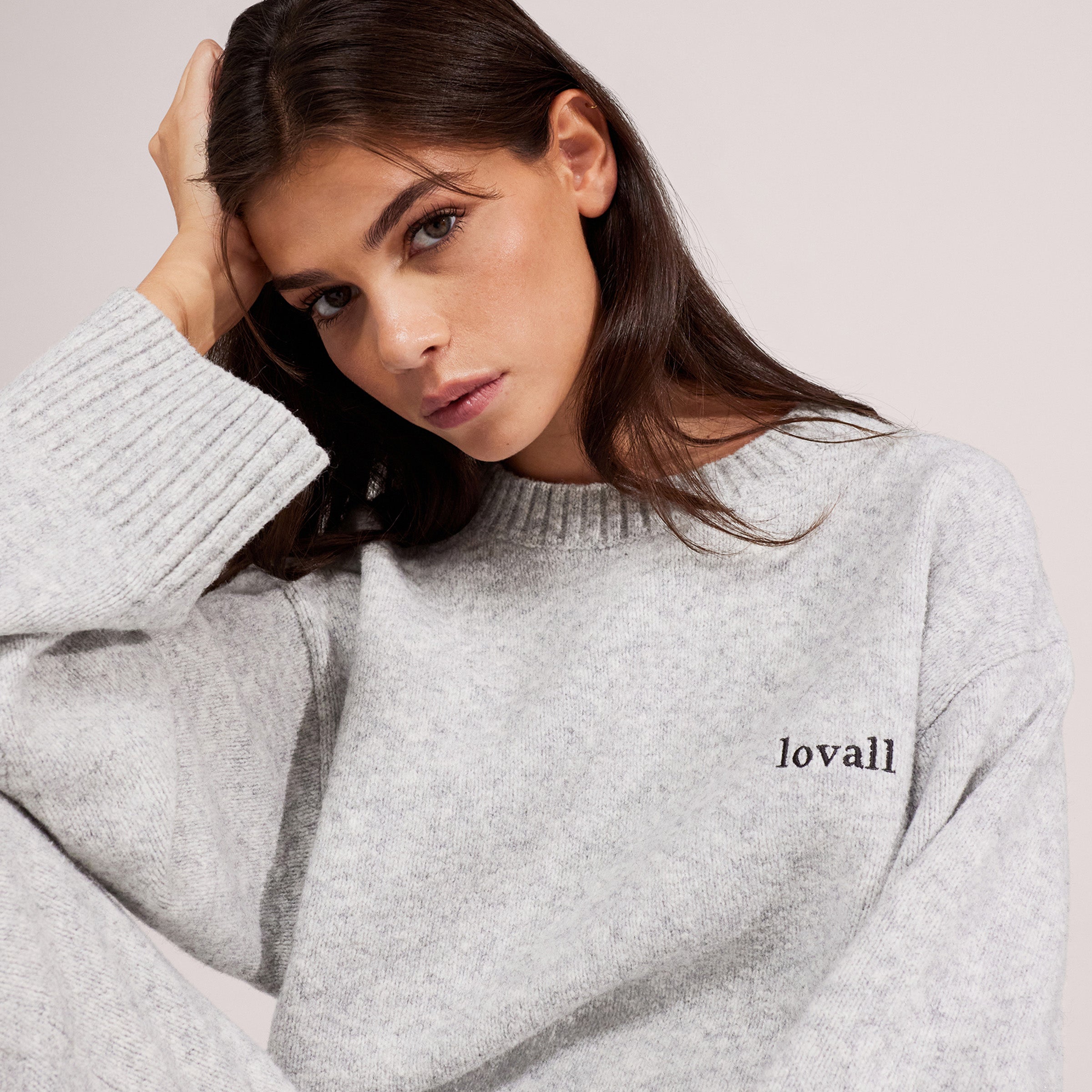 Pull ample en maille Lovall - Gris clair