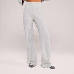 Pantalon large en maille brossée - Gris