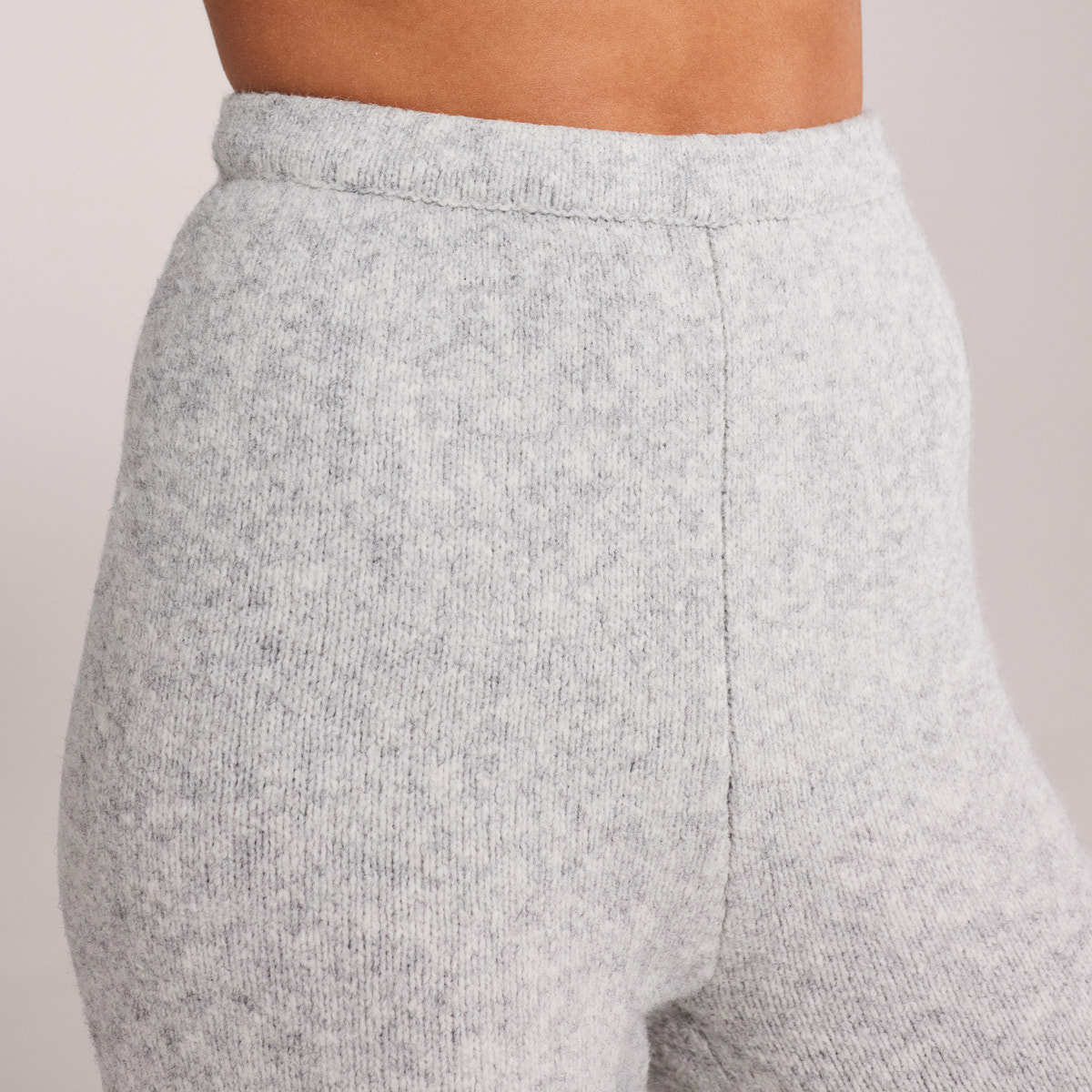 Pantalon large en maille brossée - Gris