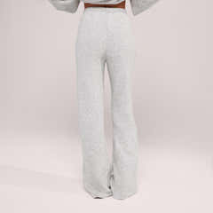 Pantalon large en maille brossée - Gris