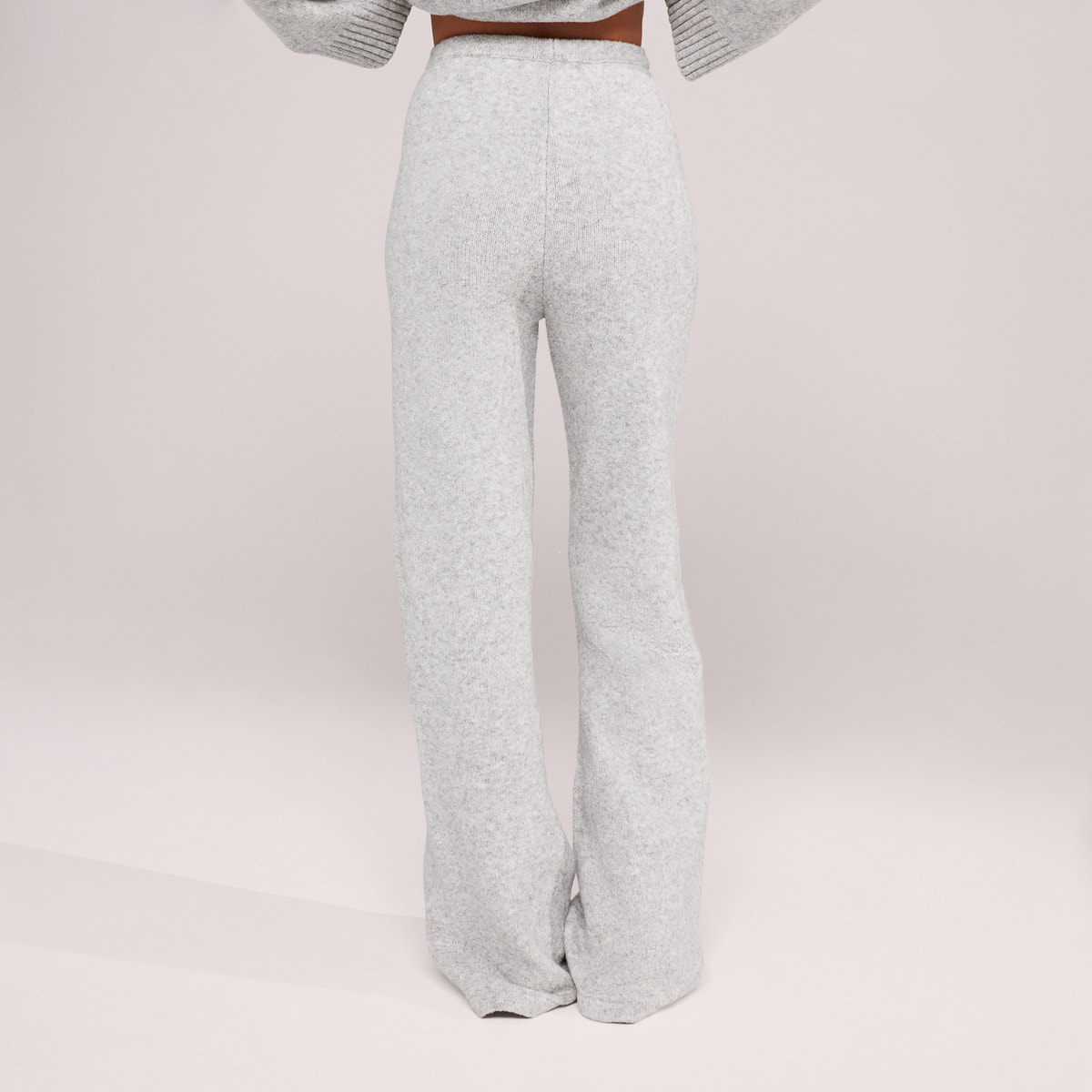 Pantalon large en maille brossée - Gris