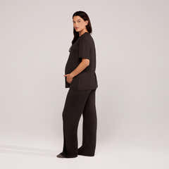 Ensemble détente large en tissu doux – Noir