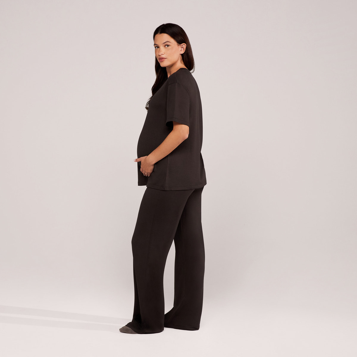 Ensemble détente large en tissu doux – Noir