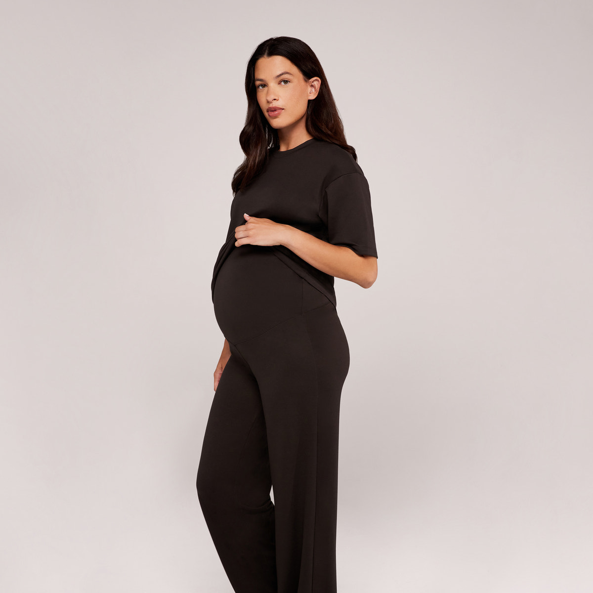 Ensemble détente large en tissu doux – Noir