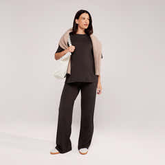Ensemble détente large en tissu doux – Noir