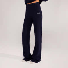 Pantalon large en maille brossée - Marine