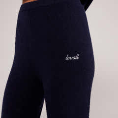Pantalon large en maille brossée - Marine
