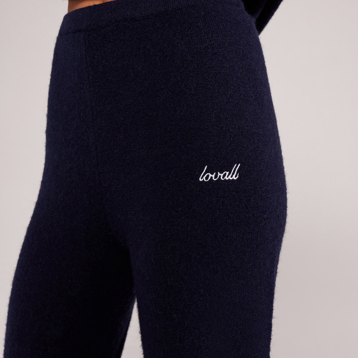 Pantalon large en maille brossée - Marine