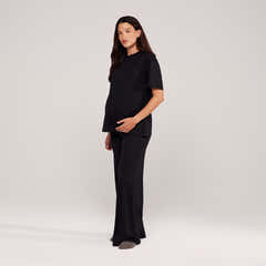 Ensemble détente large en tissu doux – Noir