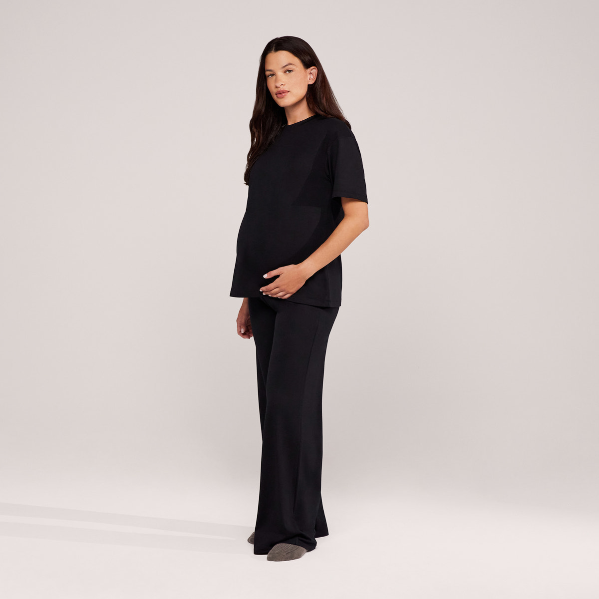 Ensemble détente large en tissu doux – Noir