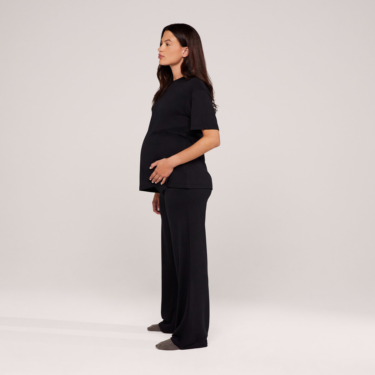Ensemble détente large en tissu doux – Noir