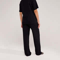 Ensemble détente large en tissu doux – Noir