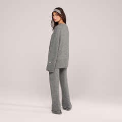 Pantalon large en maille brossée - Gris