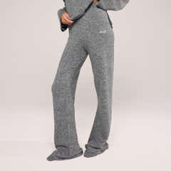 Pantalon large en maille brossée - Gris